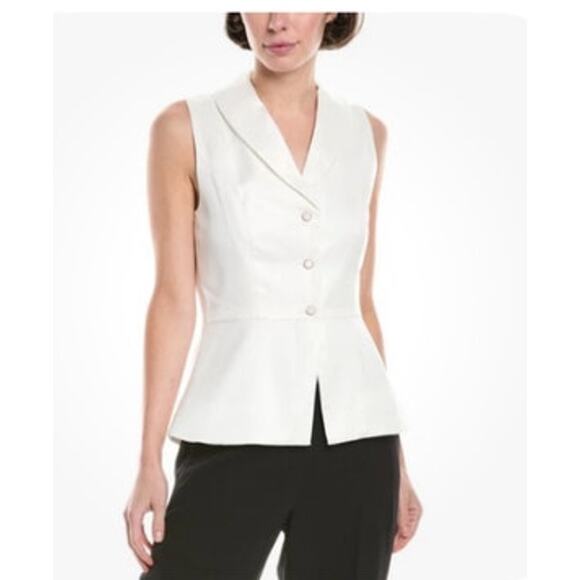 NWT!  Jason Wu White Peplum Button-Front Tencel  Vest - Size 4 - Picture 1 of 16